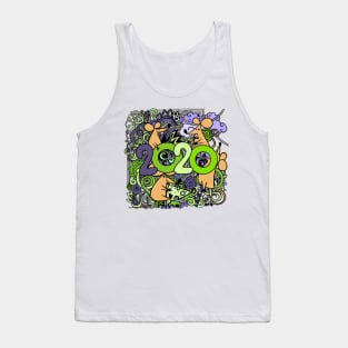 Freehand drawn silhouette small mouse. Lunar horoscope sign Tank Top